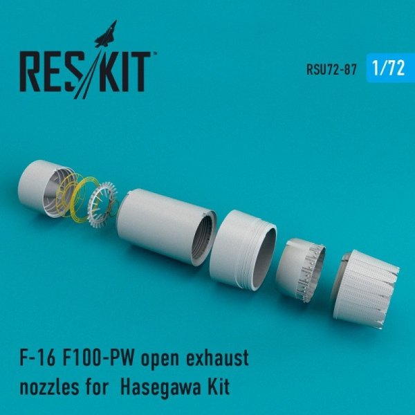 RESKIT RSU72-0087 F-16 F100-PW open exhaust nozzles for Hasegawa 1/72