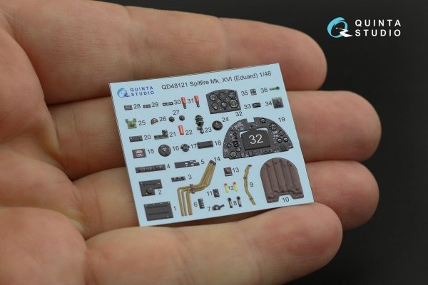 Quinta Studio QD48121 Spitfire Mk.XVI 3D-Printed &amp; coloured Interior on decal paper (Eduard) 1/48