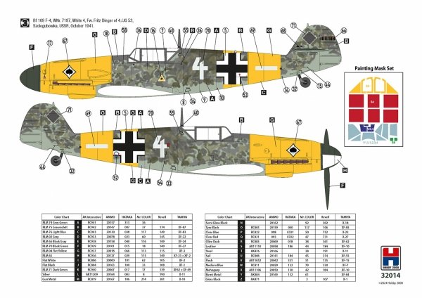 Hobby 2000 32014 Bf 109 F-4 Early (HASEGAWA + CARTOGRAF + MASKI + METAL PARTS) 1/32
