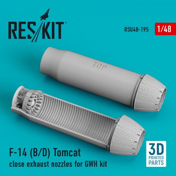 RESKIT RSU48-0195 F-14 (B,D) &quot;TOMCAT&quot; CLOSE EXHAUST NOZZLES FOR GWH KIT (3D PRINTED) 1/48