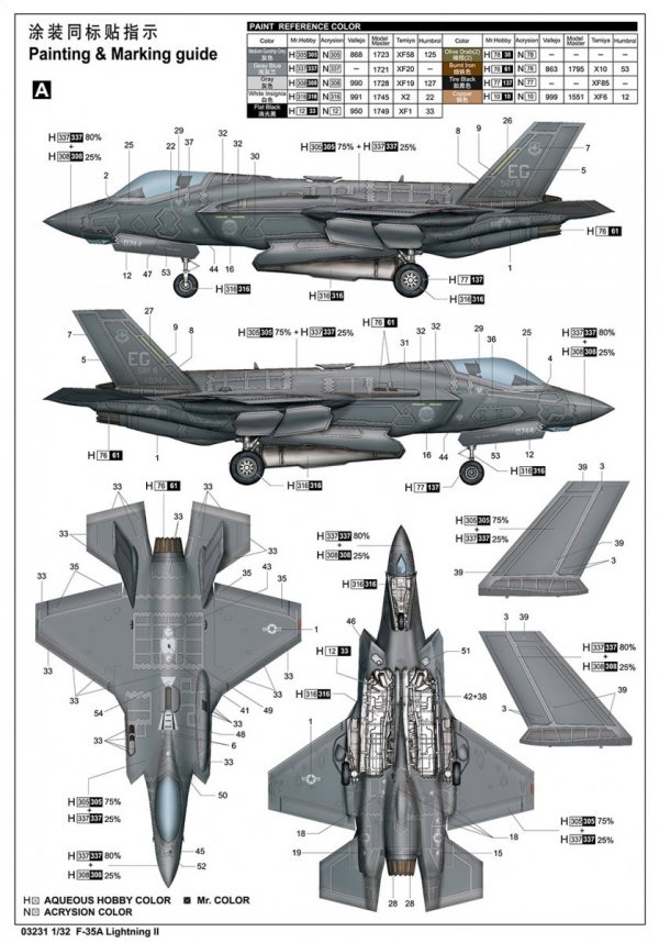 Trumpeter 03231 F-35A Lightning II 1/32