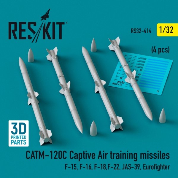 RESKIT RS32-0414 CATM-120C Captive air training missiles (4 pcs) (3D Printed) 1/32
