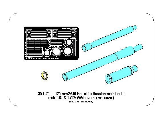Aber 35L-250 125mm 2A46 Barrel for Russian Tank T-64 &amp; T-72A (For Trumpeter) 1:35