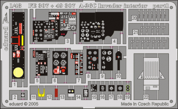 Eduard FE307 A-26C interior MONOGRAM, REVELL 1/48