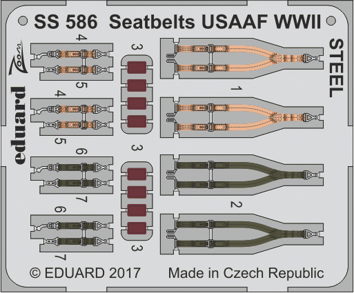 Eduard SS586 Seatbelts USAAF WWII STEEL 1/72