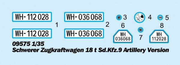 Trumpeter 09575 Schwerer Zugkraftwagen 18 t Sd.Kfz.9 Artillery Version 1/35