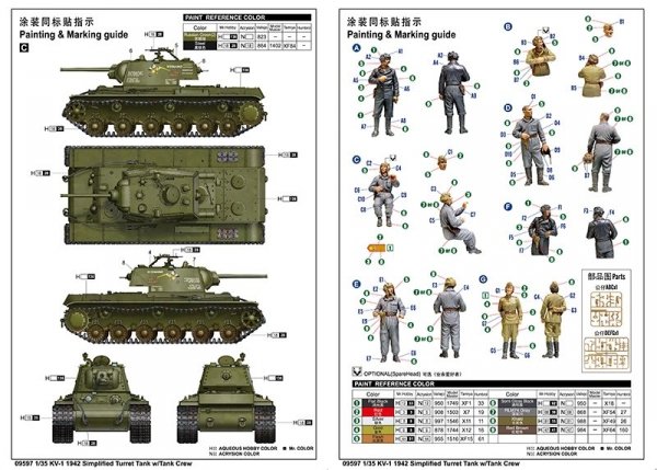 Trumpeter 09597 KV-1 1942 Simplified Turret Tank w/Tank Crew 1/35