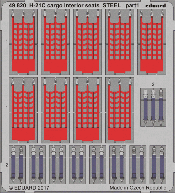 Eduard 49820 H-21C cargo interior seats STEEL ITALERI 1/48