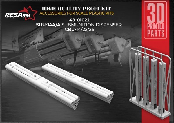 RESArm 48-01022 SUU 14 - submunition dispenser (3D resin printing) 1/48