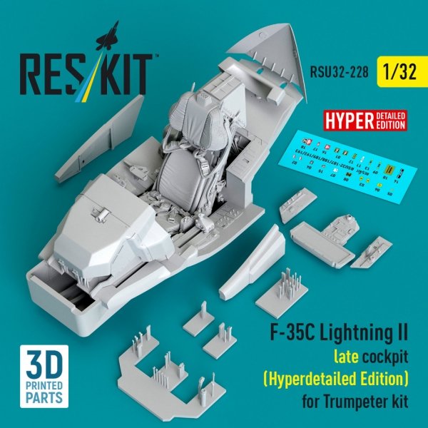 RESKIT RSU32-0228 F-35C Lightning II late cockpit (Hyperdetailed Edition) for Trumpeter kit (3D Printed) (1/32)