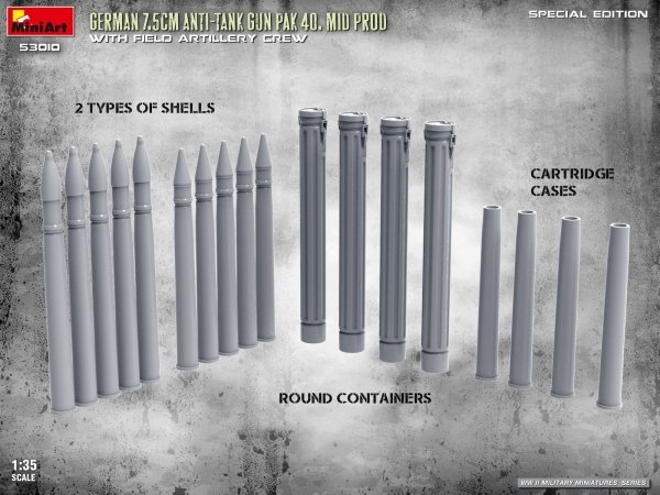 MiniArt 53010 GERMAN 7.5CM ANTI-TANK GUN PAK 40. MID PROD W/ARTILLERY CREW. SPECIAL EDITION 1/35