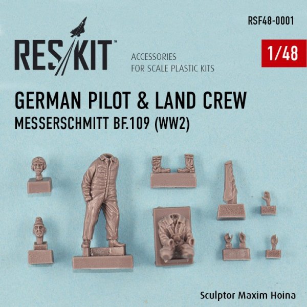 RESKIT RSF48-0001 German pilot &amp; land crew Messerschmitt Bf.109 (WW2) 1/48