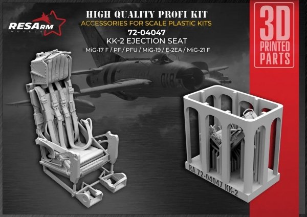 RESArm 72-04047 KK-2 - MiG-17-F, PF, PFU, Mig-19, E-2EA, MiG-21-F - ejection seat (3D resin printing) 1/72