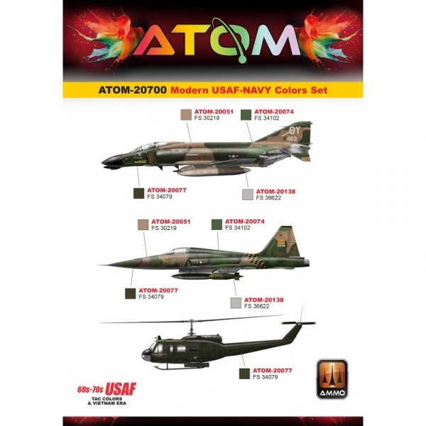 AMMO of Mig Jimenez ATOM 20700 Modern USAF-NAVY Colors Set 12 x 20 ml 