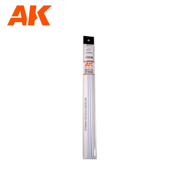 AK Interactive AK6557 CHANNEL 5.0 WIDTH X 350MM – STYRENE U CHANNEL – (3 UNITS)