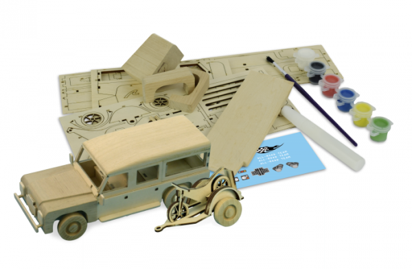 ARTESANIA LATINA 30521 Junior Collection - Land Rover z przyczepą i motocyklem