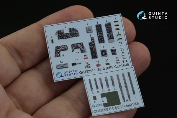 Quinta Studio QD48211 F-5E-3 Tiger II 3D-Printed &amp; coloured Interior on decal paper ( AFV Club ) 1/48