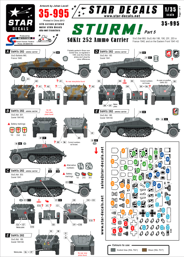 Star Decals 35-995 STURM 5. SdKfz 252 Ammo carrier 1/35