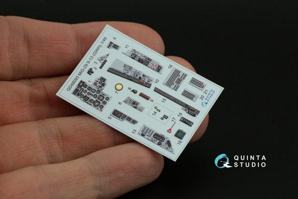 Quinta Studio QD48093 MiG-29 (9-13) 3D-Printed &amp; coloured Interior on decal paper (for GWH ) 1/48
