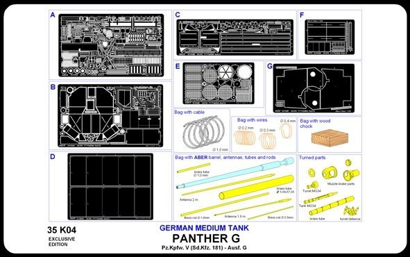 Aber 35K04 German medium tank Pz. Kpfw. V, Panther, Ausf. G (Sd. Kfz. 171) (1:35)
