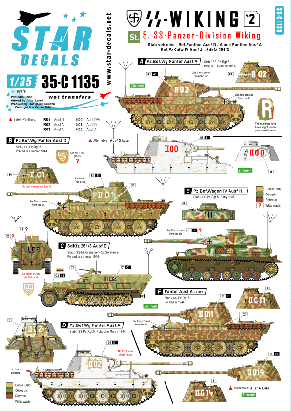 Star Decals 35-C1135 SS-Wiking # 2 1/35