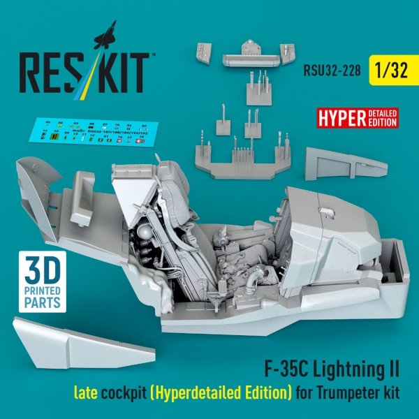 RESKIT RSU32-0228 F-35C Lightning II late cockpit (Hyperdetailed Edition) for Trumpeter kit (3D Printed) (1/32)