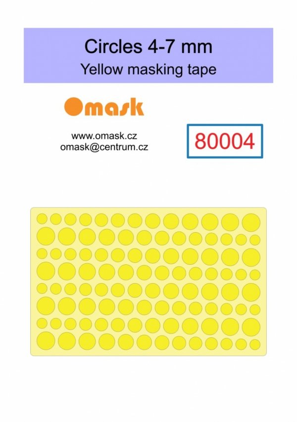 Omask X8003 Circles set - yellow masking tape - 1-4mm 2-6mm 4-7mm 5-15mm 16-20mm