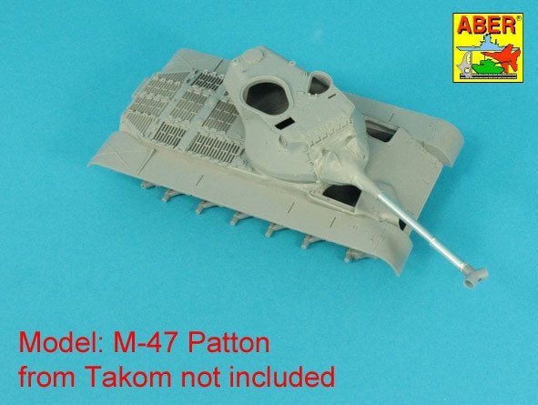 Aber 35L-359 90 mm M-36 Barrel with Y-Shaped Muzzle Brake with Mantlet Cover for M47 Patton / Lufa z hamulcem o kształcie Y do czołgu M47 Patton z pokrowcem na jarzmo (Tamiya) 1/35