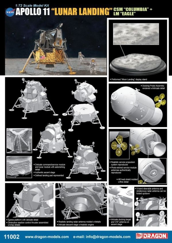 Dragon 11002 Apollo 11 &quot;Lunar Landing&quot; - CSM &quot;Columbia&quot; + LM &quot;Eagle&quot; 1/72