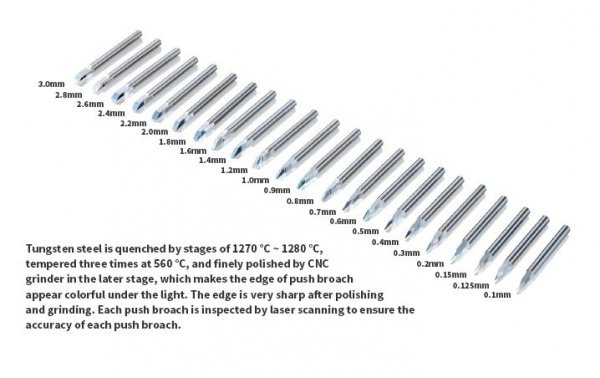 DSPIAE PB-03 0.3mm Tungsten Steel Push Broach / Rysik ze stali wolframowej