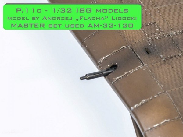 Master AM-32-120 PZL P.11c  - zestaw detali - lufy karabinu wz. 33, celowniki oraz dysza Venturiego (do modelu IBG) 1/32