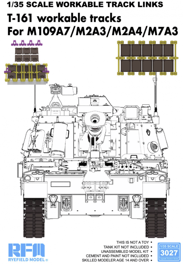Rye Field Model 3027 T-161 Workable Tracks for M109A7/M2A3/M2A4/M7A3 (Plastic) 1/35