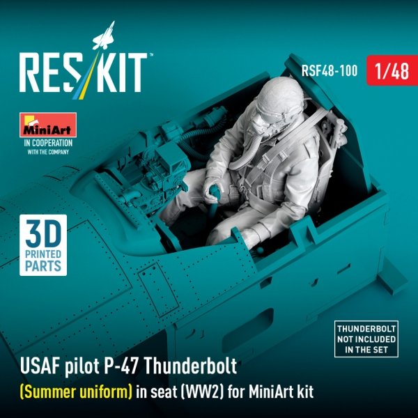 RESKIT RSF48-0100 USAF pilot P-47 Thunderbolt (Summer uniform) in seat (WW2) for MiniArt kit (3D Printed) (1/48)