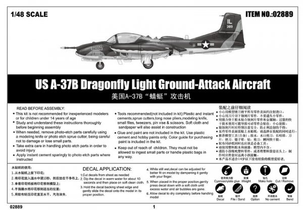 Trumpeter 02889 US A-37B Dragonfly Light Ground-Attack Aircraft (1:48)