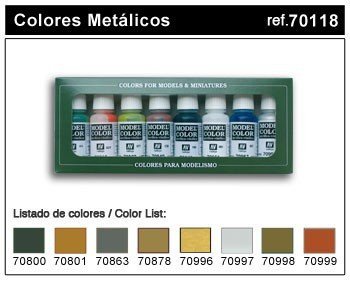 Vallejo Model Color Set 70118 - Metallics 8x17ml