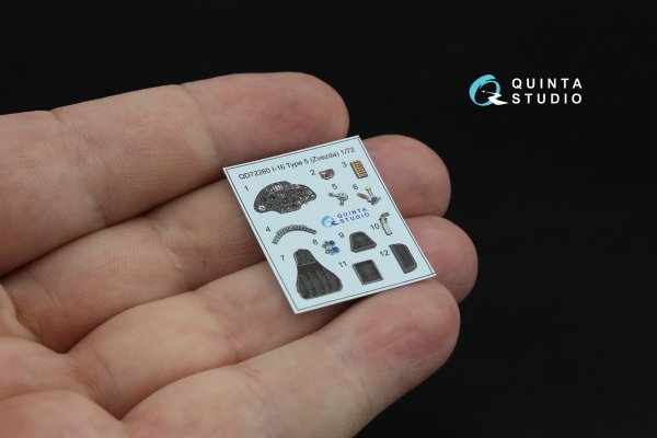 Quinta Studio QD72260 I-16 Type 5 3D-Printed &amp; coloured Interior on decal paper (Zvezda) 1/72