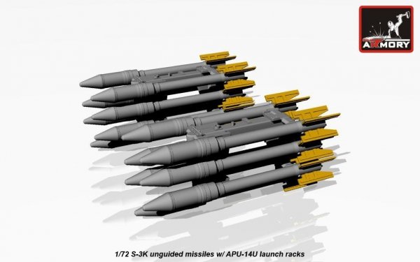 Armory Models ACA7273 S-3K unguided missiles w/ APU-14U rack 1/72