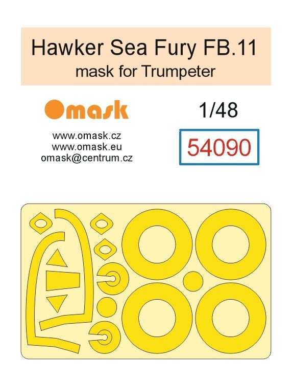 Omask X4836 Hawker Sea Fury FB.11 O-Max Set (for Trumpeter)(masks and EVA wheel bay plugs) 1/48