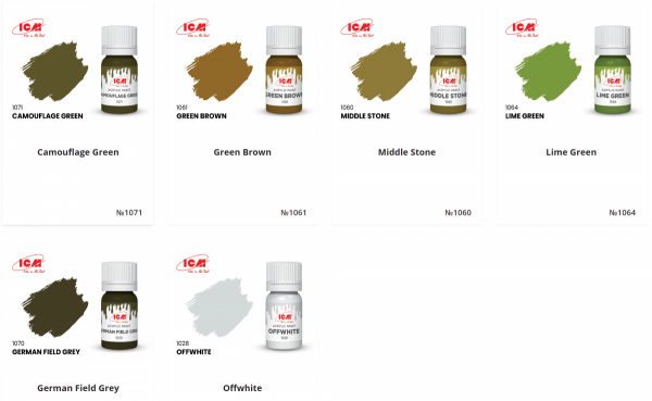 ICM 3087 Acrylic paint set for US Armored vehicles 1990-2000s 12ml x6