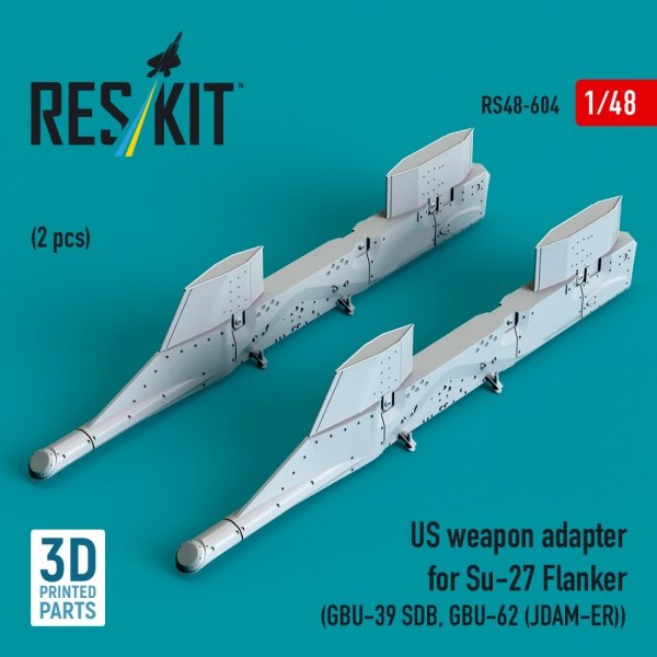 RESKIT RS48-0604 US weapon adapter for Su-27 Flanker (2 pcs) (GBU-39 SDB, GBU-62 (JDAM-ER)) (3D Printed) (1/48)