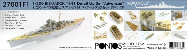 Pontos 27001F1 BISMARCK 1941 Detail Up Set Advanced (1:200)