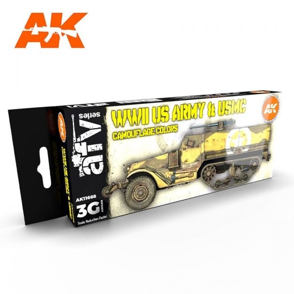 AK Interactive AK11668 3G WWII US ARMY AND USMC CAMOUFLAGE COLORS 8x17 ml