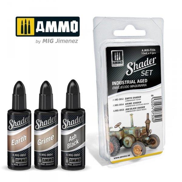 Ammo of Mig 7326 SHADER Set Industrial Aged 3x10ml