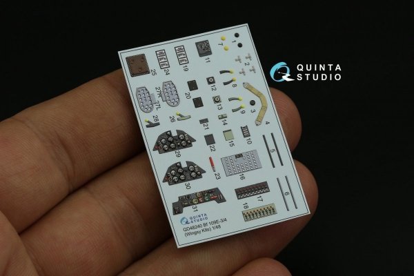 Quinta Studio QD48240 Bf 109E-3/4 3D-Printed &amp; coloured Interior on decal paper ( Wingsy kits) 1/48