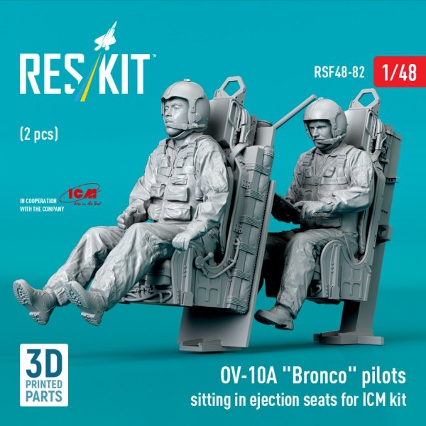 RESKIT RSF48-0082 OV-10A "Bronco" pilots sitting in ejection seats for ICM kit (2 pcs) (3D Printed) (1/48)