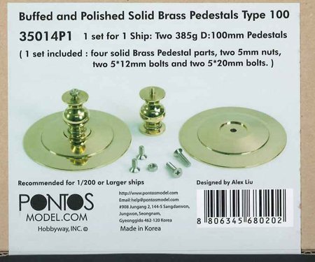 Pontos 35014P1 Buffed and Polished Solid Brass Pedestals Type 100 for Ship models