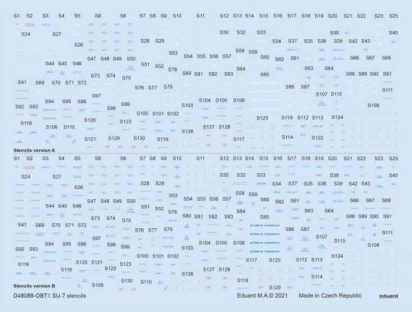 Eduard D48089 Su-7 stencils OEZ/SMĚR 1/48