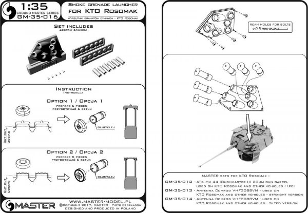 Master GM-35-015 KTO Rosomak - wyrzutnia granatów dymnych (6 szt.) (1:35)