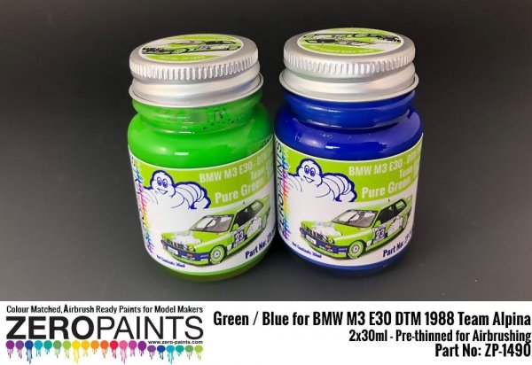 Zero Paints ZP-1490 BMW M3 E30 - DTM 1988 Team Alpina - Green / Blue Paint Set 2x30ml
