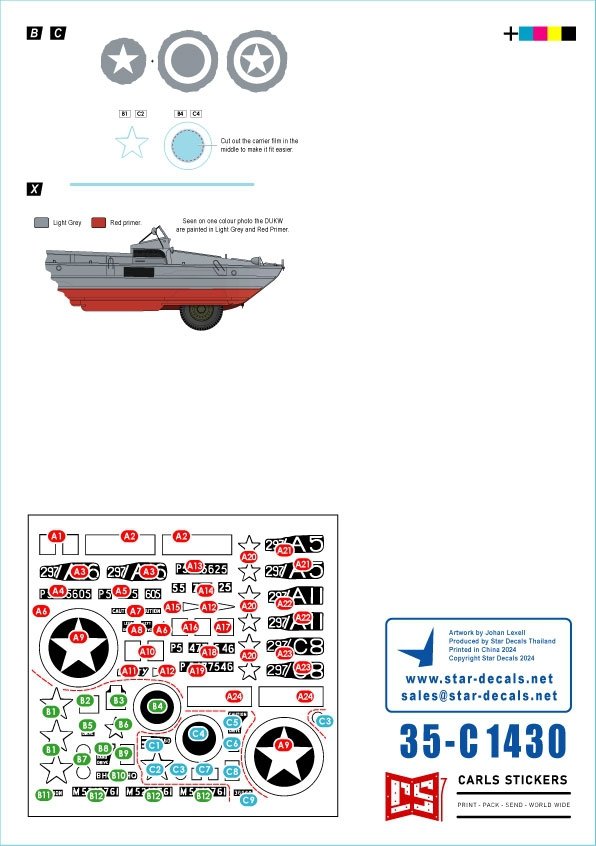 Star Decals 35-C1430 D-Day DUKW + SEEP. British Amphibians # 2. 297 Coy (GT) RASC and Beach Group. 1/35